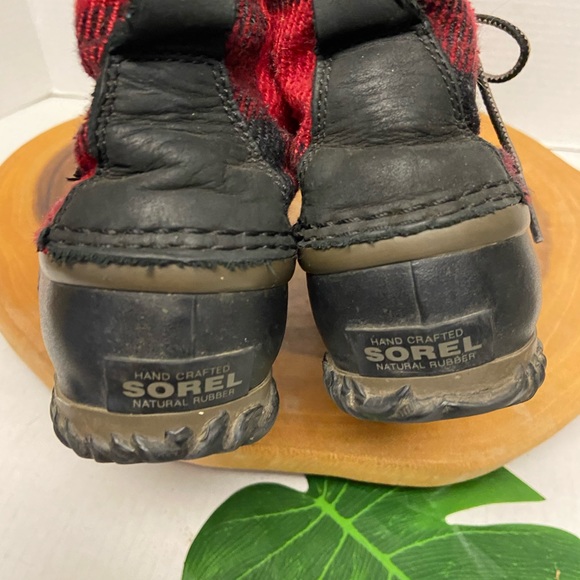 Sorel Red Buffalo Check Plaid Out and About Duck Boots - Picture 7 of 10